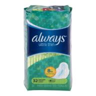 Always Ultra Thin Long Super Pads with Flexi-Wings, 32 count