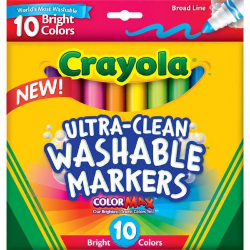 Crayola Ultra-Clean Bright Broad Line Marker, 10-Count