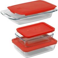Pyrex 6-Piece Easy Grab Value Pack with Plastic Covers, Glass, Red