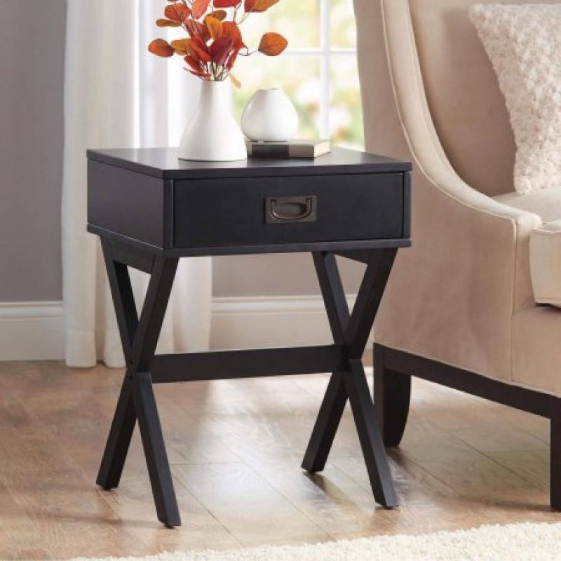 Better Homes and Gardens X-Leg Accent Table with Drawer, Multiple Colors