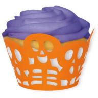 Die Cut Orange Skeleton Halloween Cupcake Wrappers, 12-Count