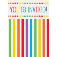 Rainbow Birthday Invitations, 8pk