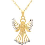 Luminesse 18kt Gold over Sterling Silver Angel Pendant made with Swarovski Elements, 18"
