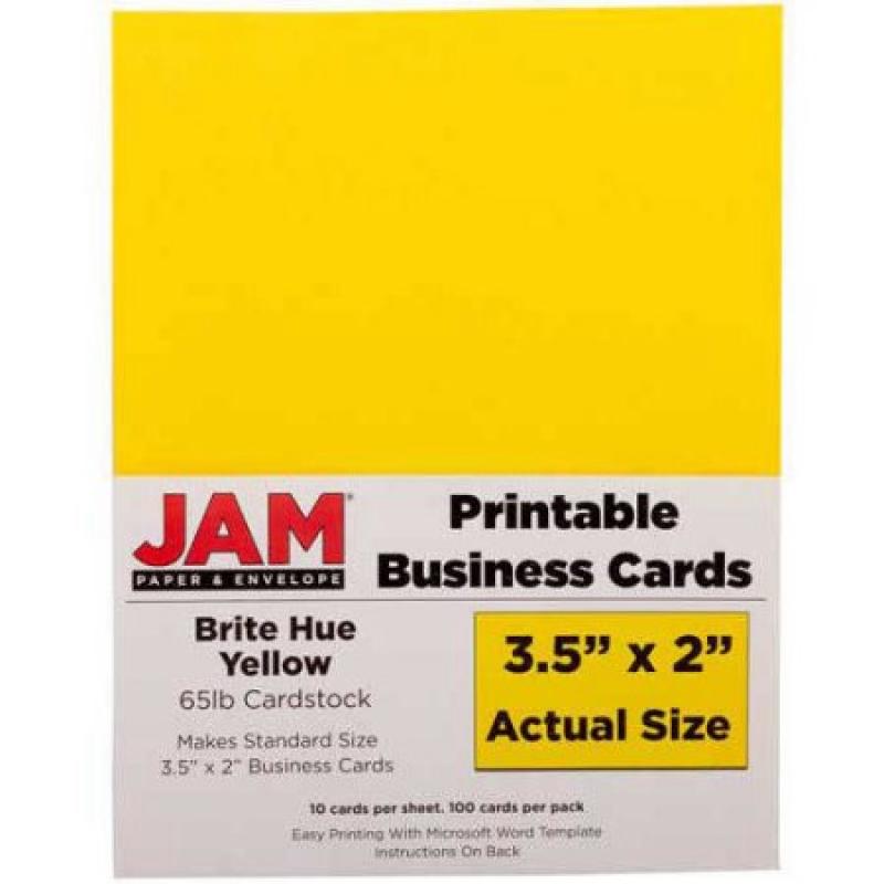JAM Paper 3.5" x 2" Printable Business Cards, Yellow, 100-Pack