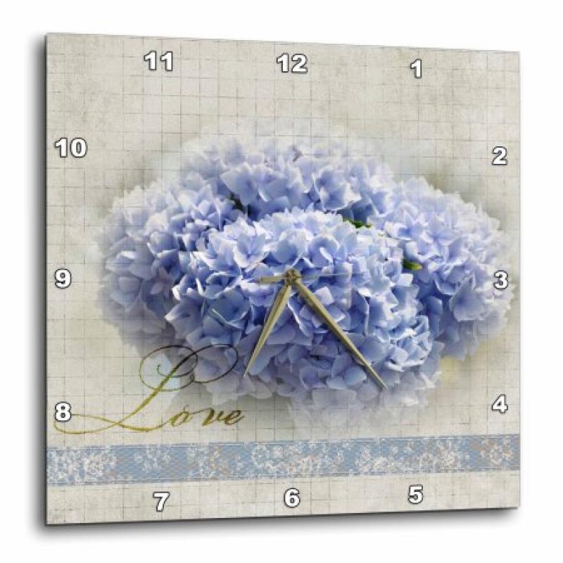 3dRose Romantic Love Blue Hydrangea Flowers - Floral Photography - Wedding, Wall Clock, 10 by 10-inch