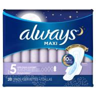 Always Maxi Size 5 Extra Heavy Overnight Pads with Wings, Unscented, 20 Count