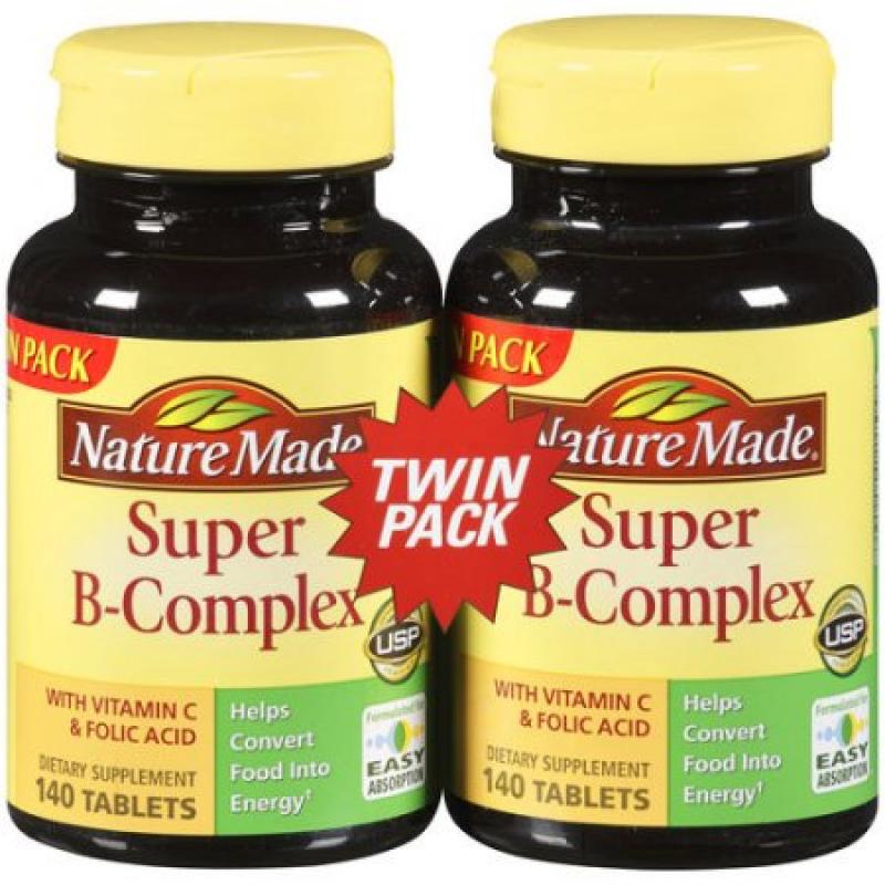 Nature Made Super B-Complex Key B Vitamins + Vitamin C Twin Pack 2 x 140 Tablets
