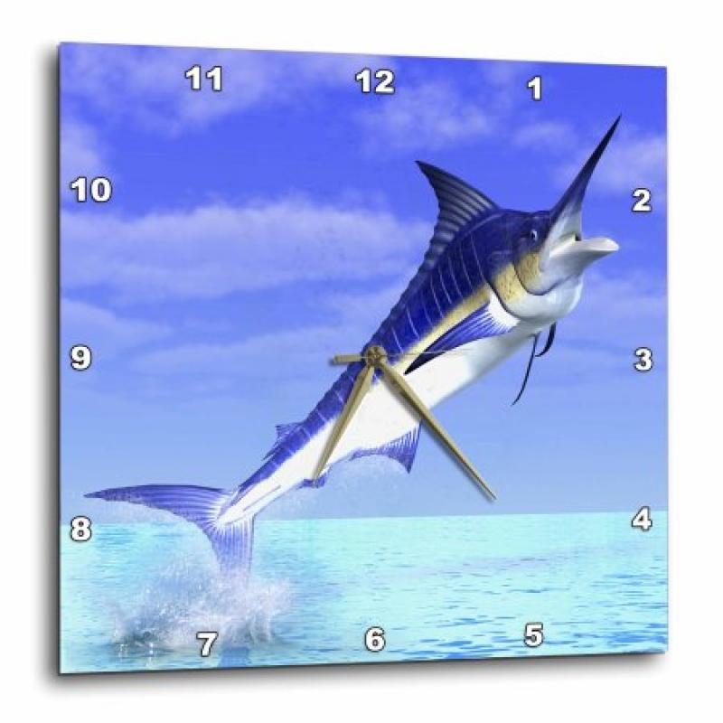 3dRose Marlin fish coming out of the water, Wall Clock, 15 by 15-inch