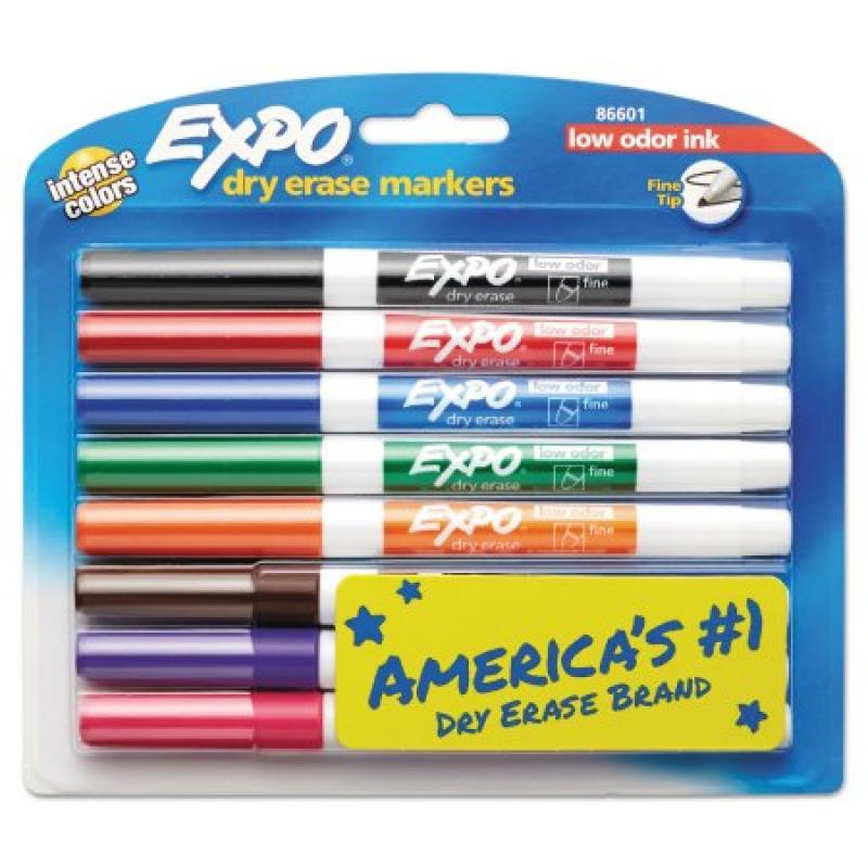 Expo Low Odor Dry Erase Markers, Assorted Colors, 8-Pack