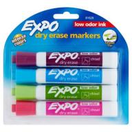 EXPO Low Odor Dry Erase Markers, Chisel Tip, Intense Colors, 4 Pack