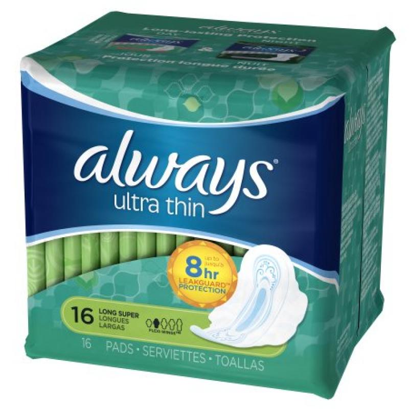 Always Ultra Thin Super Pads With Wings 16 count