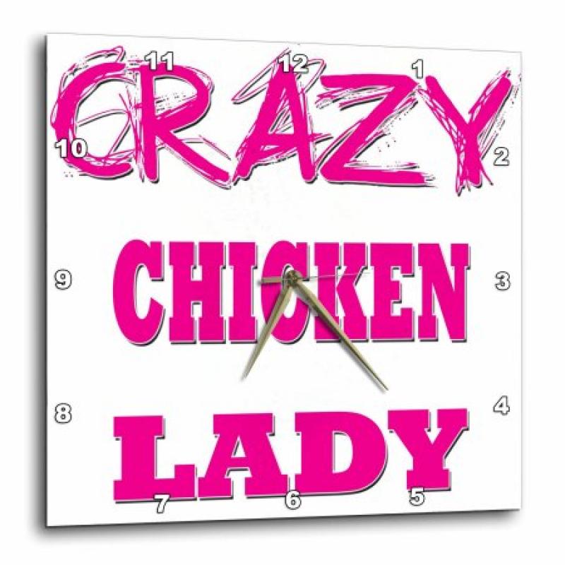 3dRose Crazy Chicken Lady, Wall Clock, 10 by 10-inch