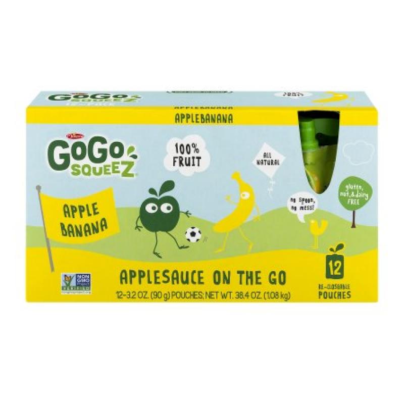GoGo SqueeZ Apple Banana Applesauce on the Go, 3.2 oz, 12 count