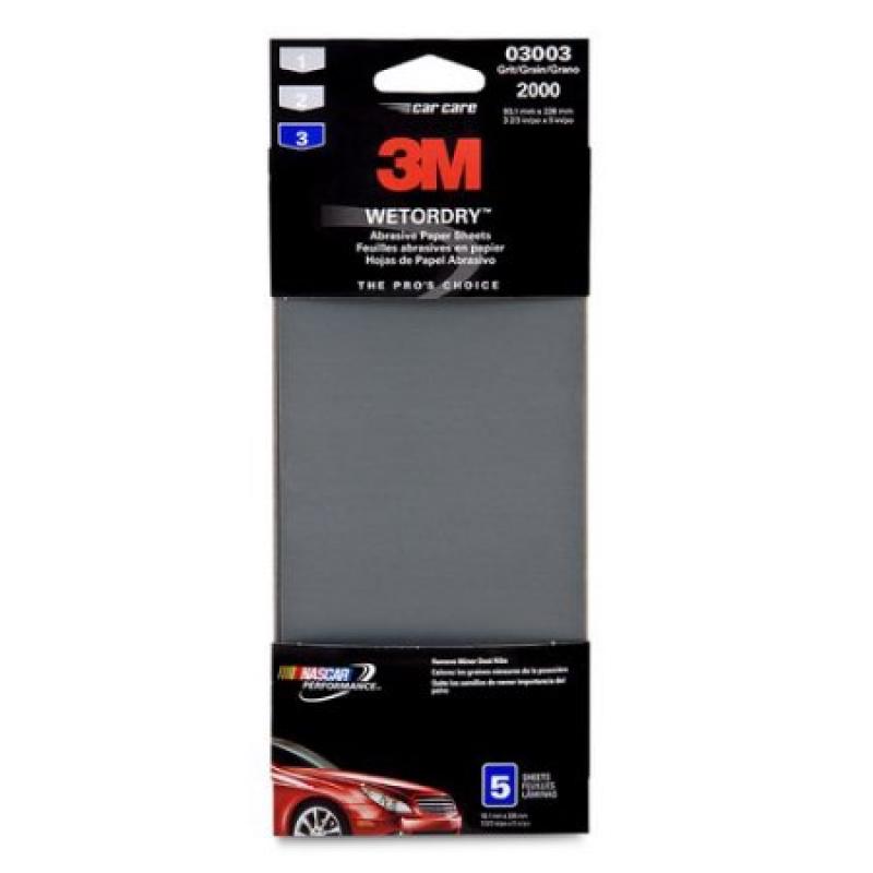 3M Wetordry Automotive Sandpaper, 2000 Grit, 5pk