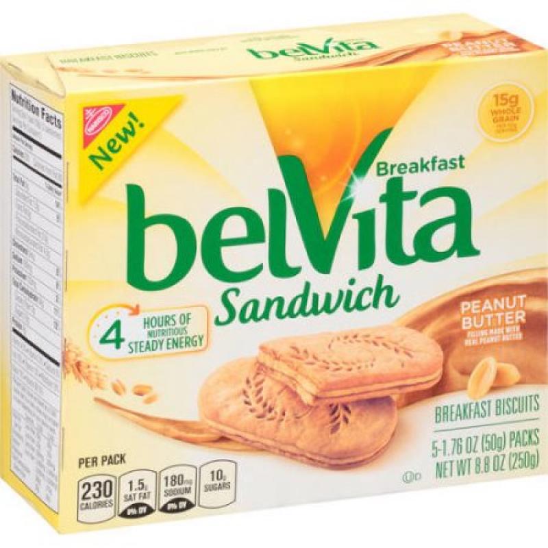 Nabisco belVita Breakfast Sandwich Peanut Butter - 5 PK, 1.76 OZ