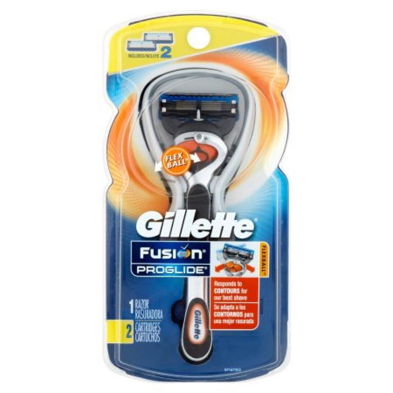 Gillette Fusion ProGlide Manual Men's Razor with FlexBall Handle Technology with 2 Razor Blade Refills