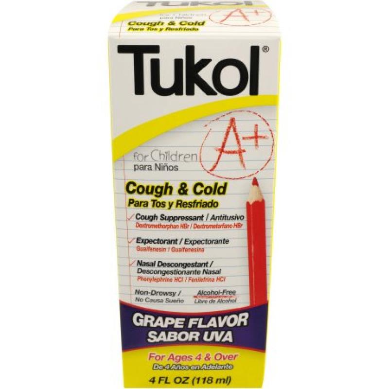 Tukol for Children Cough & Cold Grape Flavor Liquid Cold Medicine, 4 fl oz