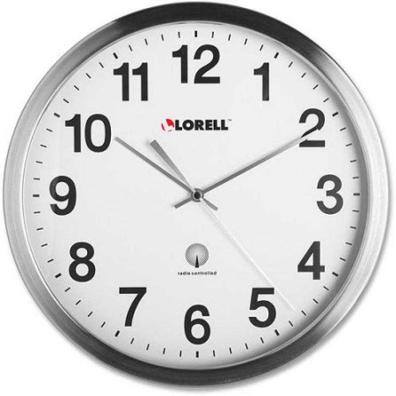 Lorell 12" Radio Controlled Brushed Nickel Plated Wall Clock