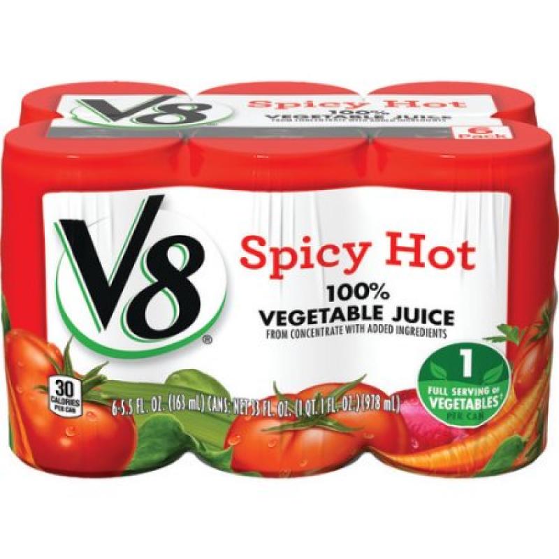 V8 100% Vegetable Juice, Spicy Hot, 5.5 Fl Oz, 6 Count