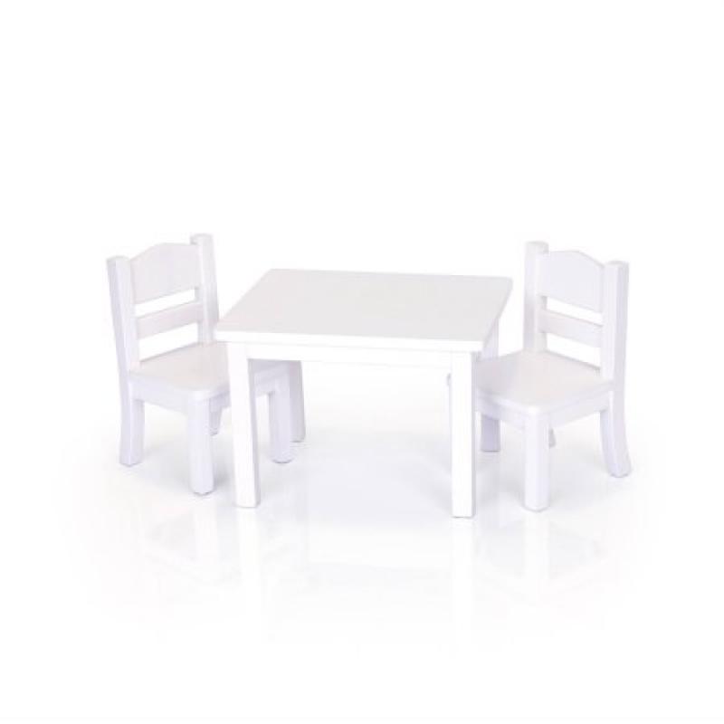Doll Table and Chairs Set, White