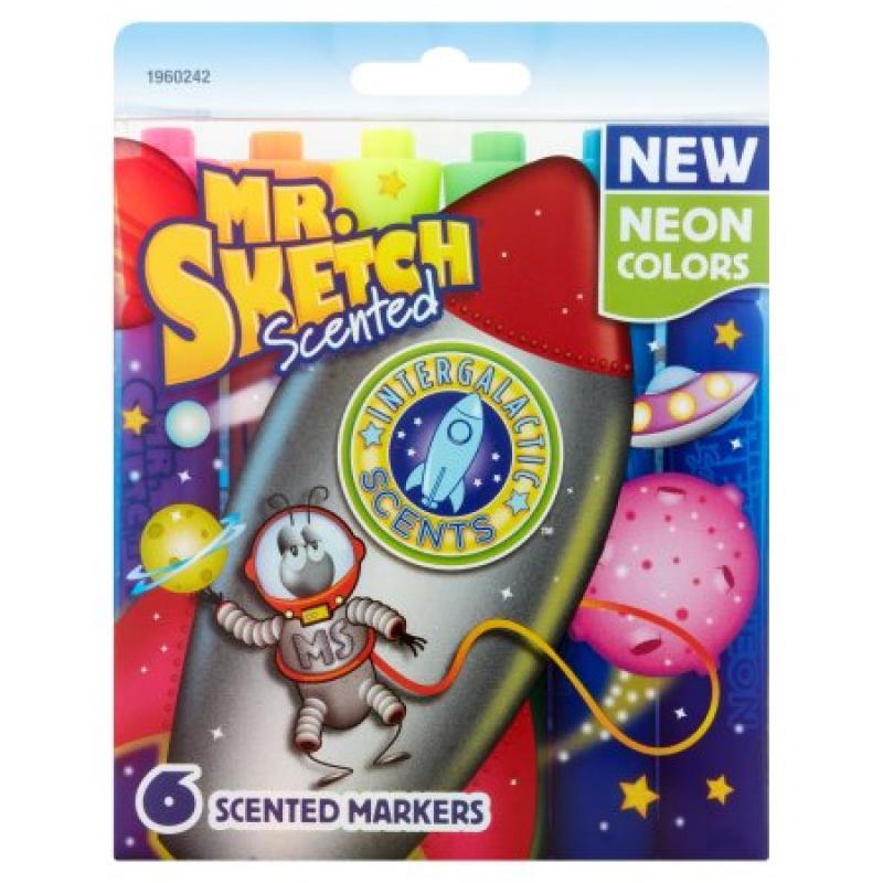 Mr. Sketch Scented Markers, Intergalactic Neon, Chisel Tip, 6pk