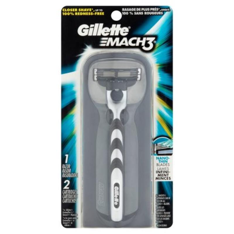 Gillette Mach3 Razor, 1 Razor & 2 Cartridges, ea