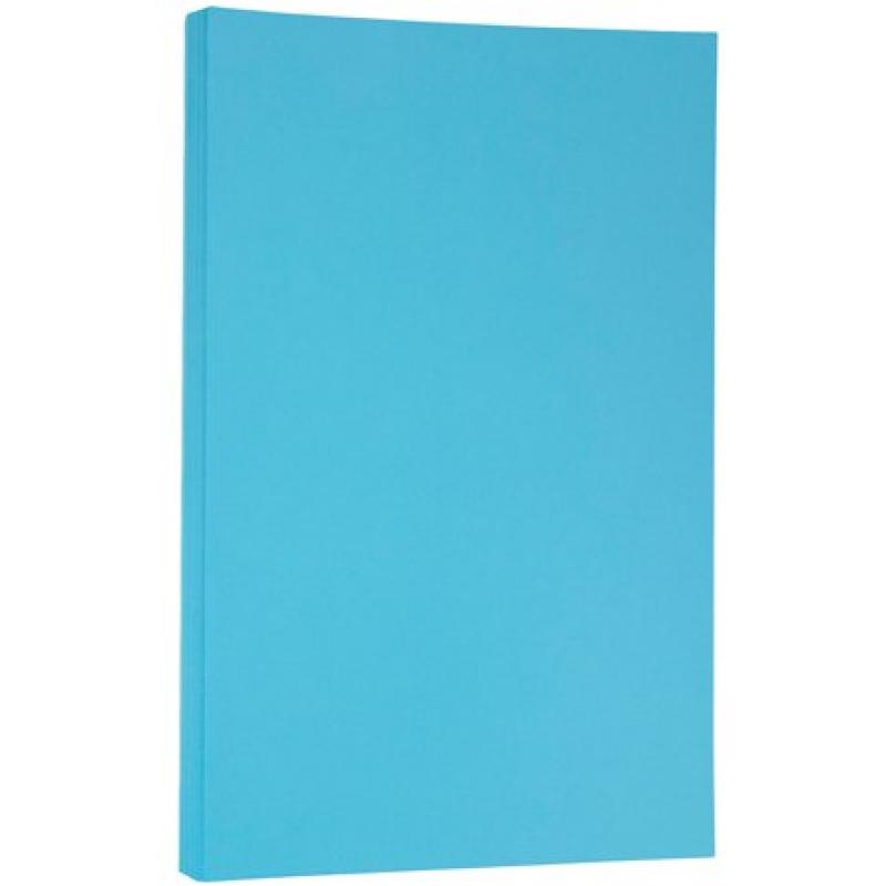 JAM Paper Recycled Legal Paper, 8.5 x 14, 24 lb Brite Hue Blue, 100 Sheets/pack