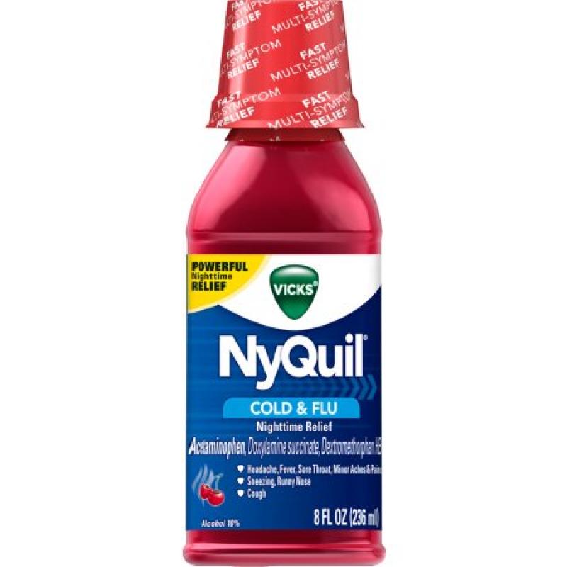 Vicks NyQuil Cold & Flu Nighttime Relief Cherry Flavor Liquid, 8 fl oz