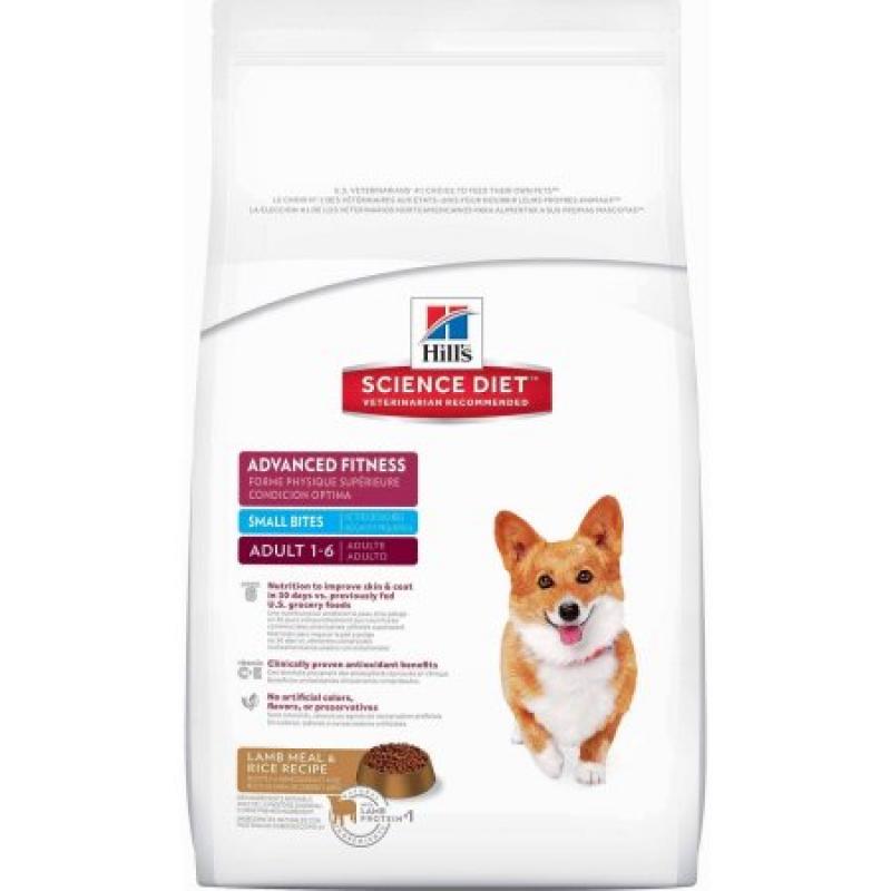 Hill&#039;s Science Diet Adult Advanced Fitness Small Bites Lamb Meal & Rice Recipe Dry Dog Food, 15.5 lb bag