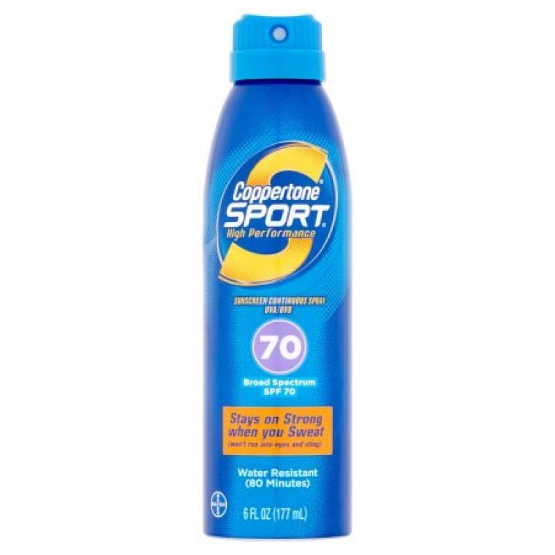 Coppertone Sport Sunscreen Continuous Spray SPF 70+, 6 fl oz