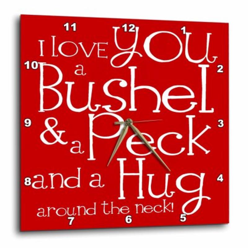 3dRose I love you a bushel and a peck. Red., Wall Clock, 10 by 10-inch