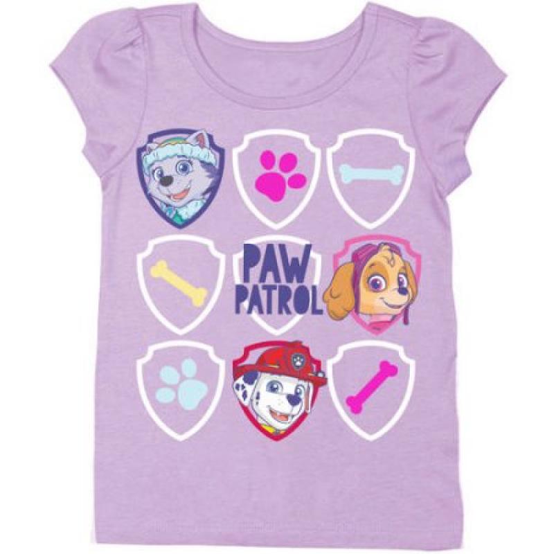 Paw Patrol Toddler Girls&#039; Character Heads Badge Logos Group Shot Short Puff Sleeve Graphic T-Shirt