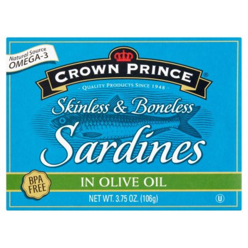 Crown Prince Skinless & Boneless Sardines In Olive Oil, 3.75 OZ