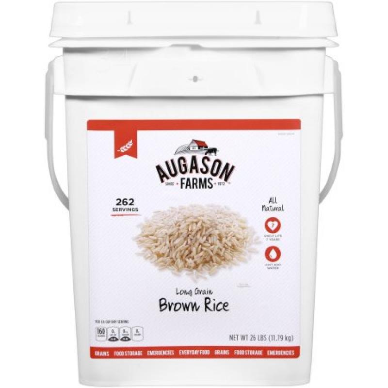 Augason Farms Emergency Food Long Grain Brown Rice, 26 lb