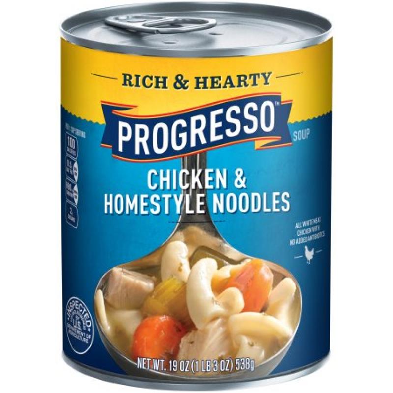 Progresso Rich & Hearty Chicken & Homestyle Noodles Soup 19 oz Can