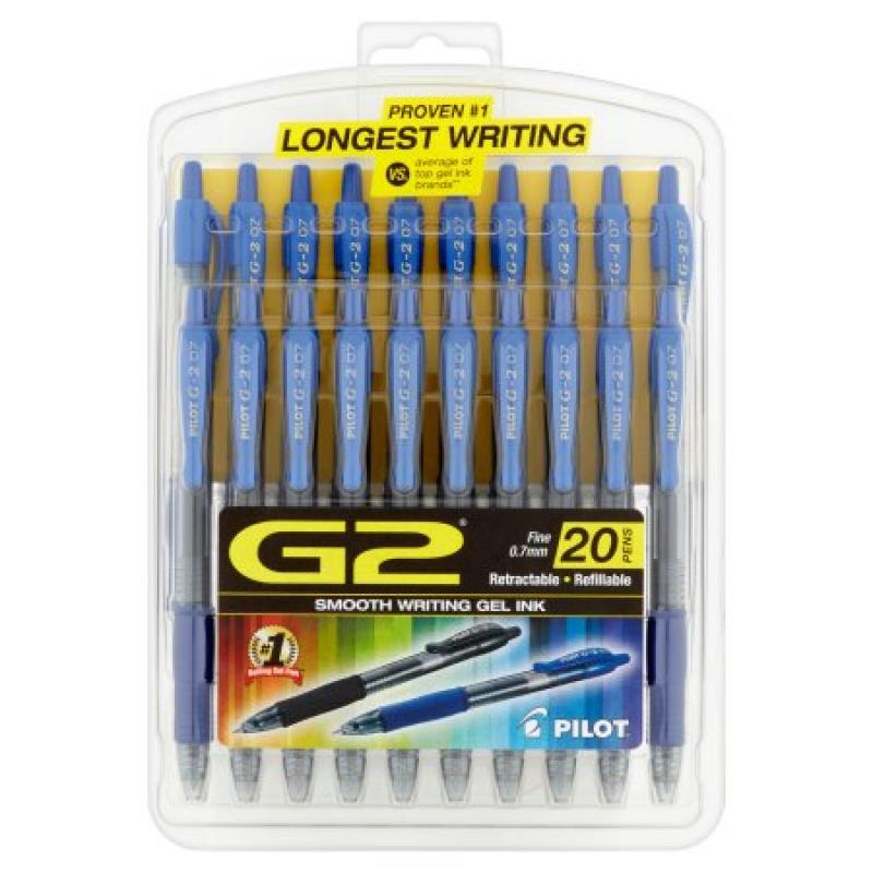 Pilot G2 Smooth Writing Gel Ink Fine 0.7mm 20 Pens