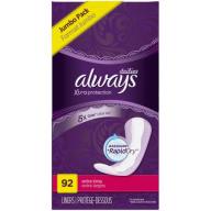 Always Dailies Xtra Protection Pantiliners, Long, Unscented, 92 Ct
