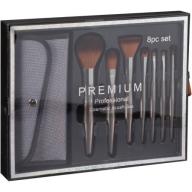 Premium Professional Cosmetic Brush Set, Silver, 8 pc