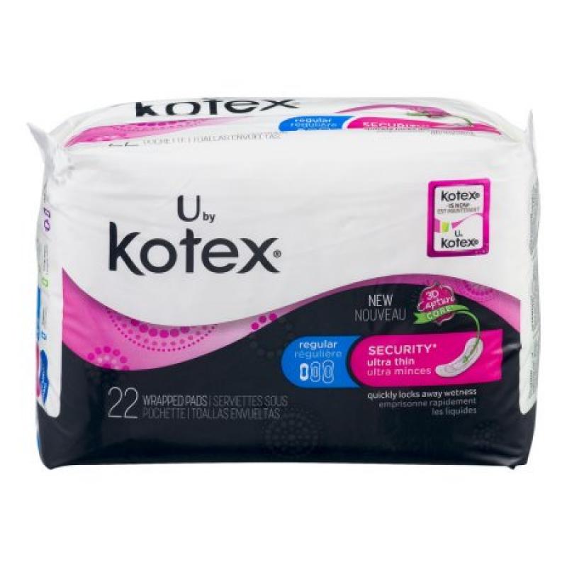U by Kotex Security Ultra Thin Pads, Regular, Unscented