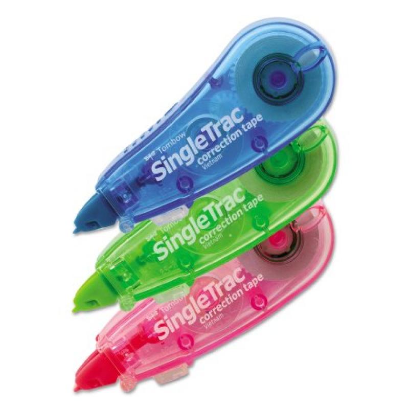 Tombow SingleTrac Correction Tape, Non-Refillable, 1/6" x 236", 3/Pack