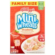 Kellogg&#039;s Frosted Mini-Wheats Strawberry Lightly Sweetened Whole Grain Cereal Family Size 21 oz