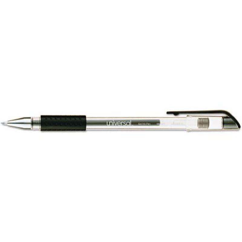 Universal Roller Ball Stick Gel Pen, Black Ink, Medium, Dozen