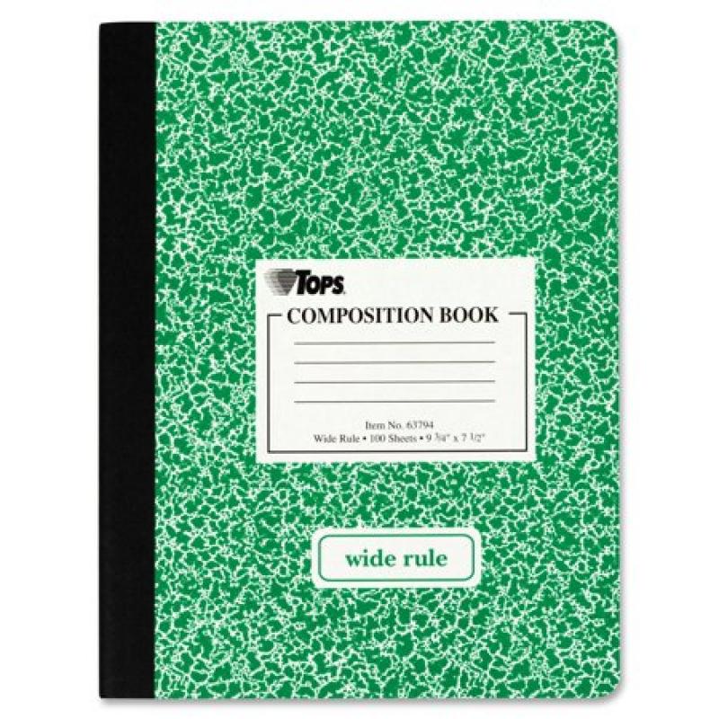 TOPS Composition Book w/Hard Cover, Legal/Wide, 9 3/4 x 7 1/2, White, 100 Sheets