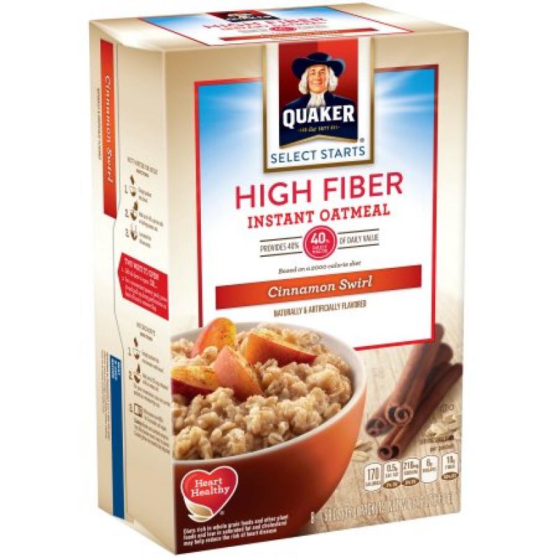 Quaker® Select Starts High Fiber Cinnamon Swirl Instant Oatmeal 8-1.58 oz. Packets