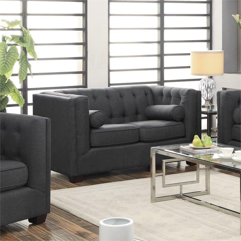 Coaster Cairns Fabric Loveseat in Charcoal
