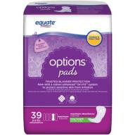 Equate Body Curve Maximum Regular Length Incontinence Pads, 39 count