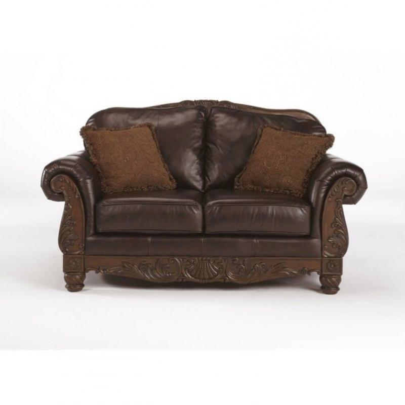 Ashley Furniture North Shore Leather Loveseat in Dark Brown