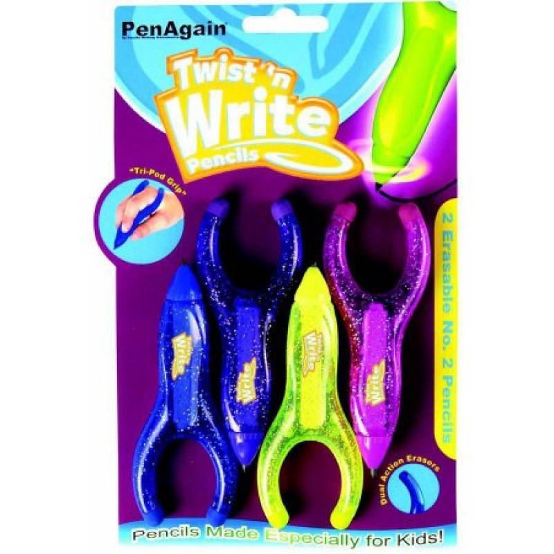 Baumgartens Twist&#039;n Write Pencil, Number 2 Assorted Colors, 4pk