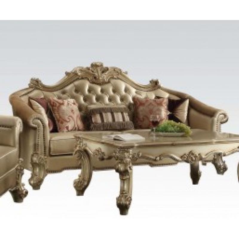 Acme Vendome Loveseat w/ 3 Pillows in Gold Patina 53001 CLEARANCE