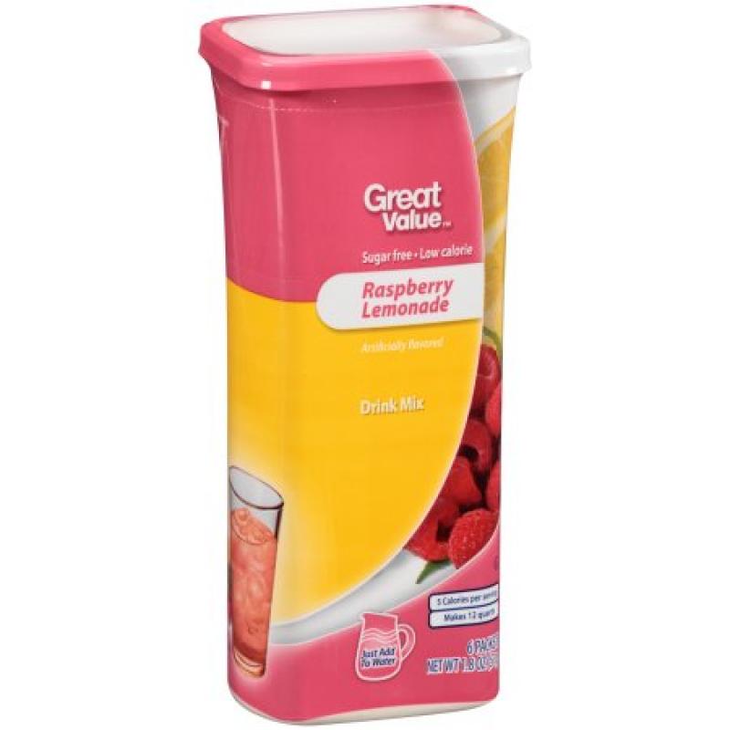 Great Value Raspberry Lemonade Drink Mix, 1.8 oz, 6 count